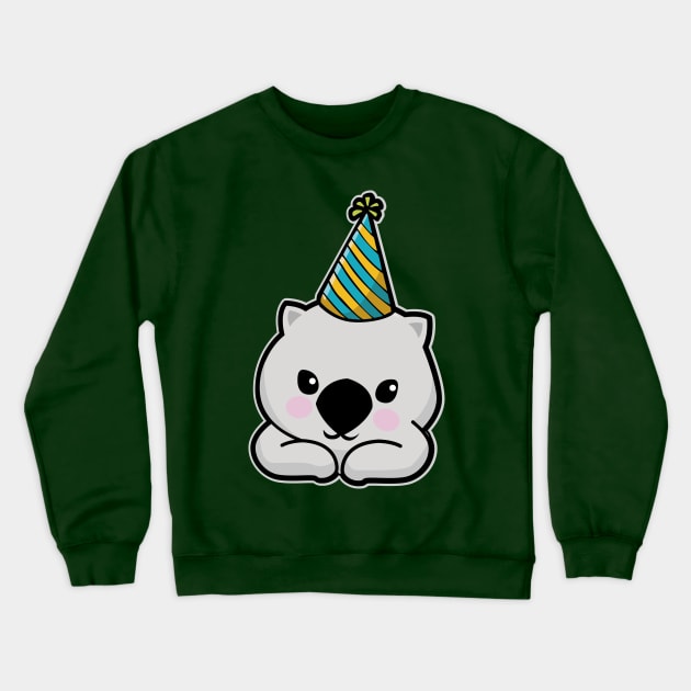 Cute Party Hat Wombat Crewneck Sweatshirt by BOEC Gear